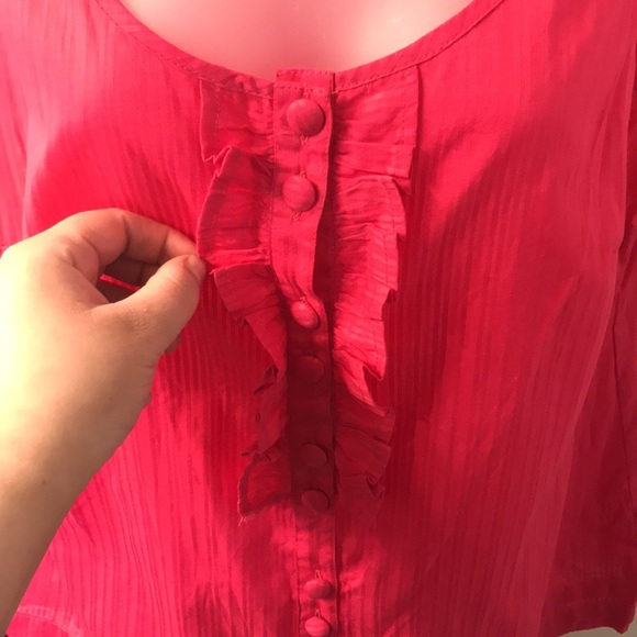 St. John’s Bay Pink Sleeveless Ruffle Blouse L - Picture 3 of 7